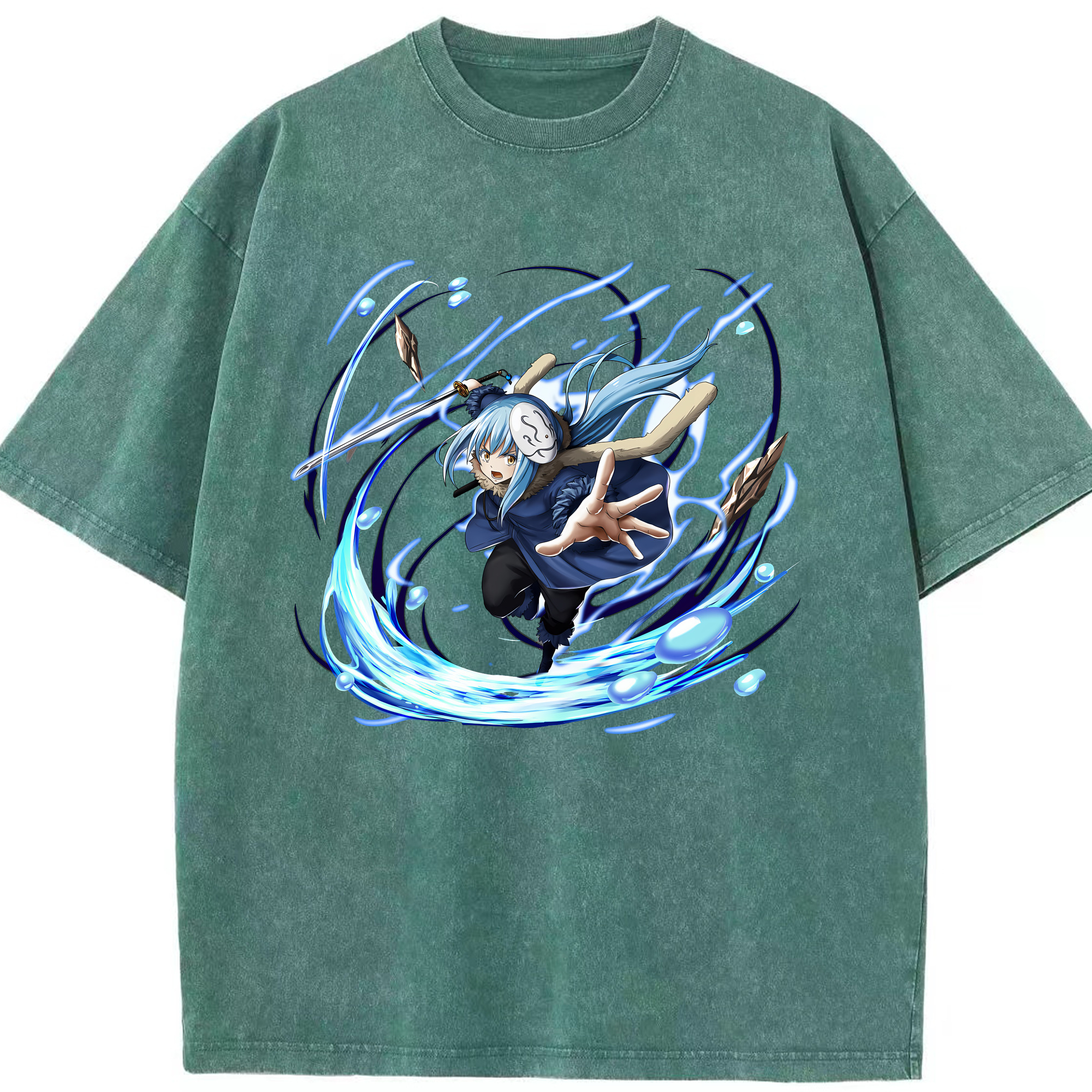 （画像用） 転スラ Regarding Reincarnated to Slime 綿100% ヴィンテージ風 半袖Tシャツ（フロントプリント）